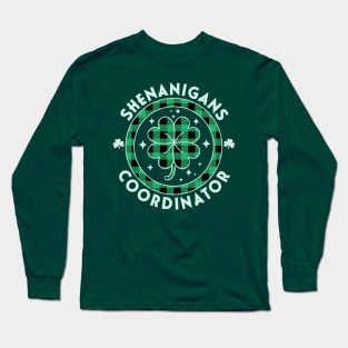 Shenanigans Coordinator Funny Teacher St Patrick's Day Plaid Long Sleeve T-Shirt